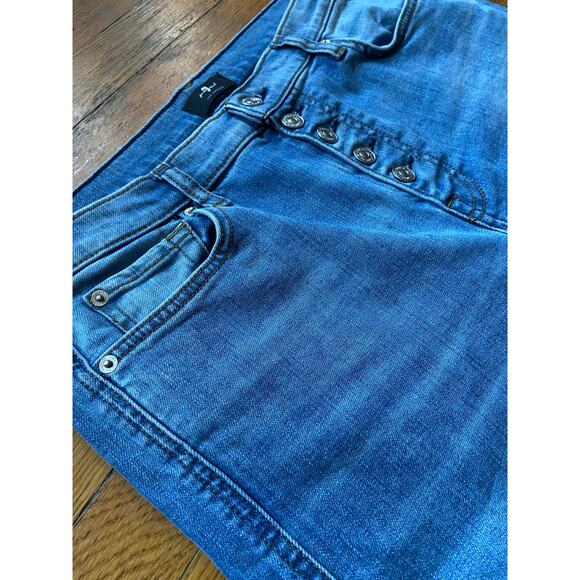 7 FOR ALL MANKIND 'High Waist Cropped Straight' Button-fly Jeans sz 32 - Picture 2 of 13